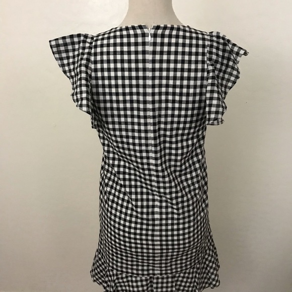 Madewell Gingham Check Flutter Sleeve Casual Dress - Picture 6 of 7